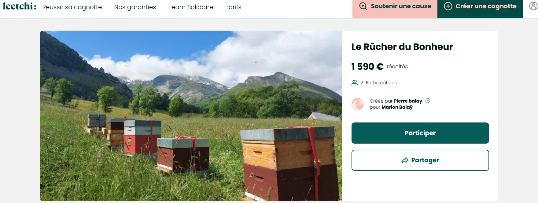 Parrainer une ruche avec Leetchi
